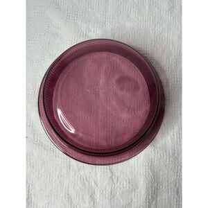 Vision 2.5Q  Purple Glass Baking Dish Pie‎ Plate Ribbed Edge no Lid